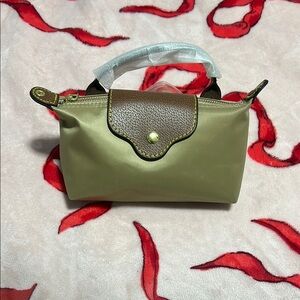 Olive Green Leather-Trimmed Women's Bag